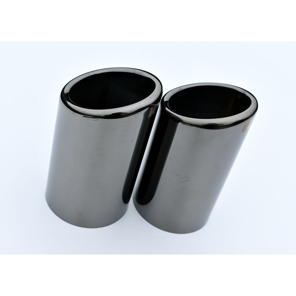 Ak glatvævet blank udstødningssystem lyddæmperspids enderør universal lige sort rustfrit stål til bmw 1/2/3/4/5/7- serien: Sort titanium 2 stk
