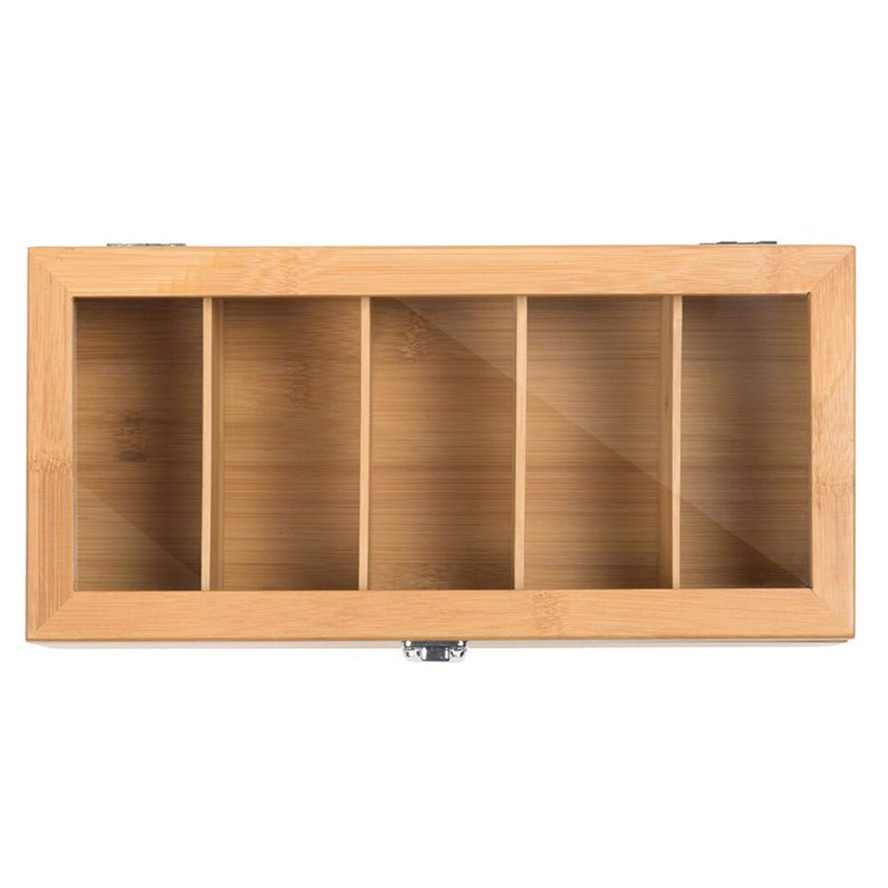 5 Compartments Bamboo System Tea Bag Storage Box Jewelry Organizer Tea Box Organizer Wood Sugar Packet Container