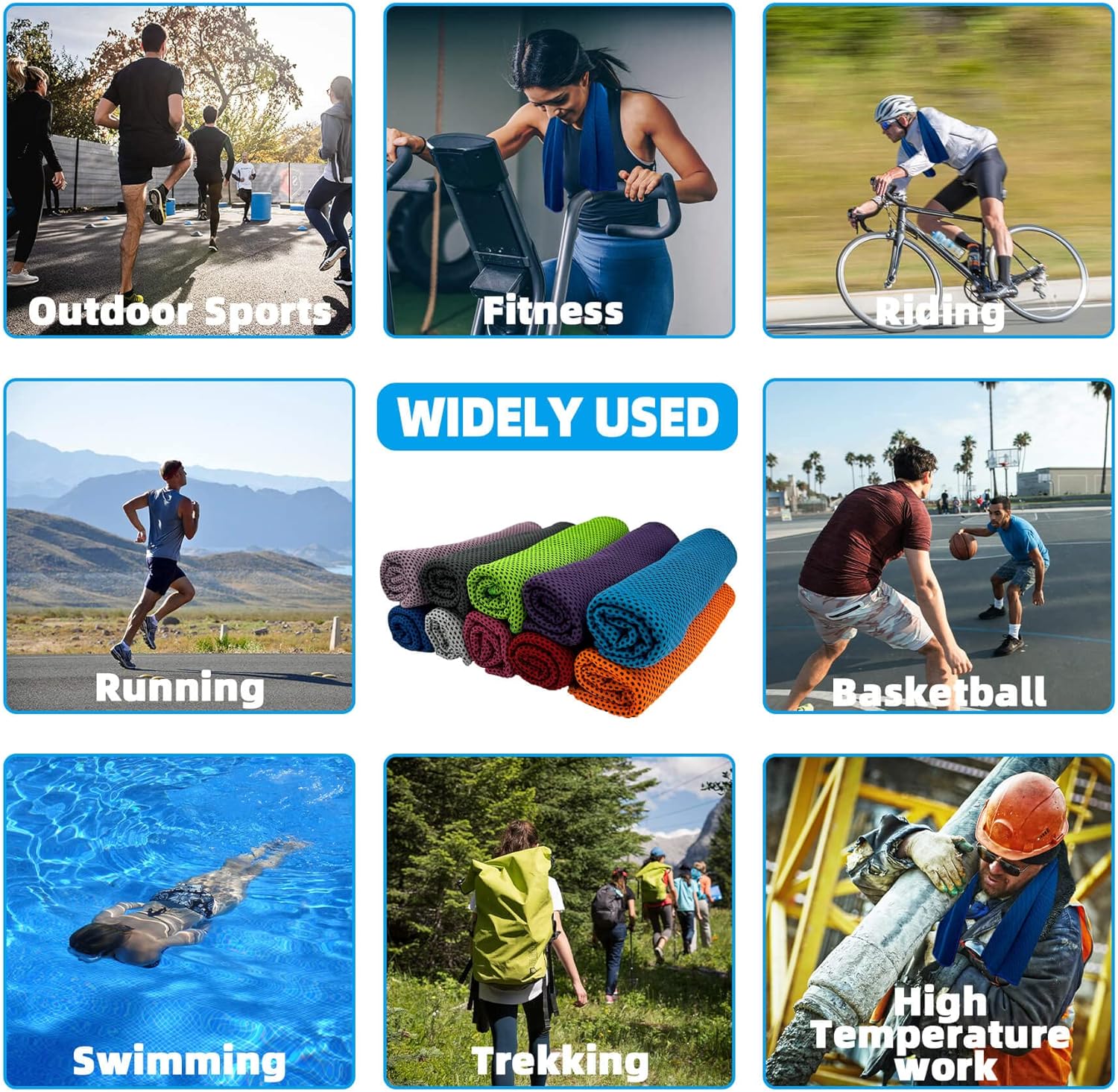 10er Pack Kühlt ücher, kühles Handtuch, weiches, atmungsaktives Kühlt uch, eiskaltes Mikro faser tuch für Yoga, Golf, Fitness studio, Camping