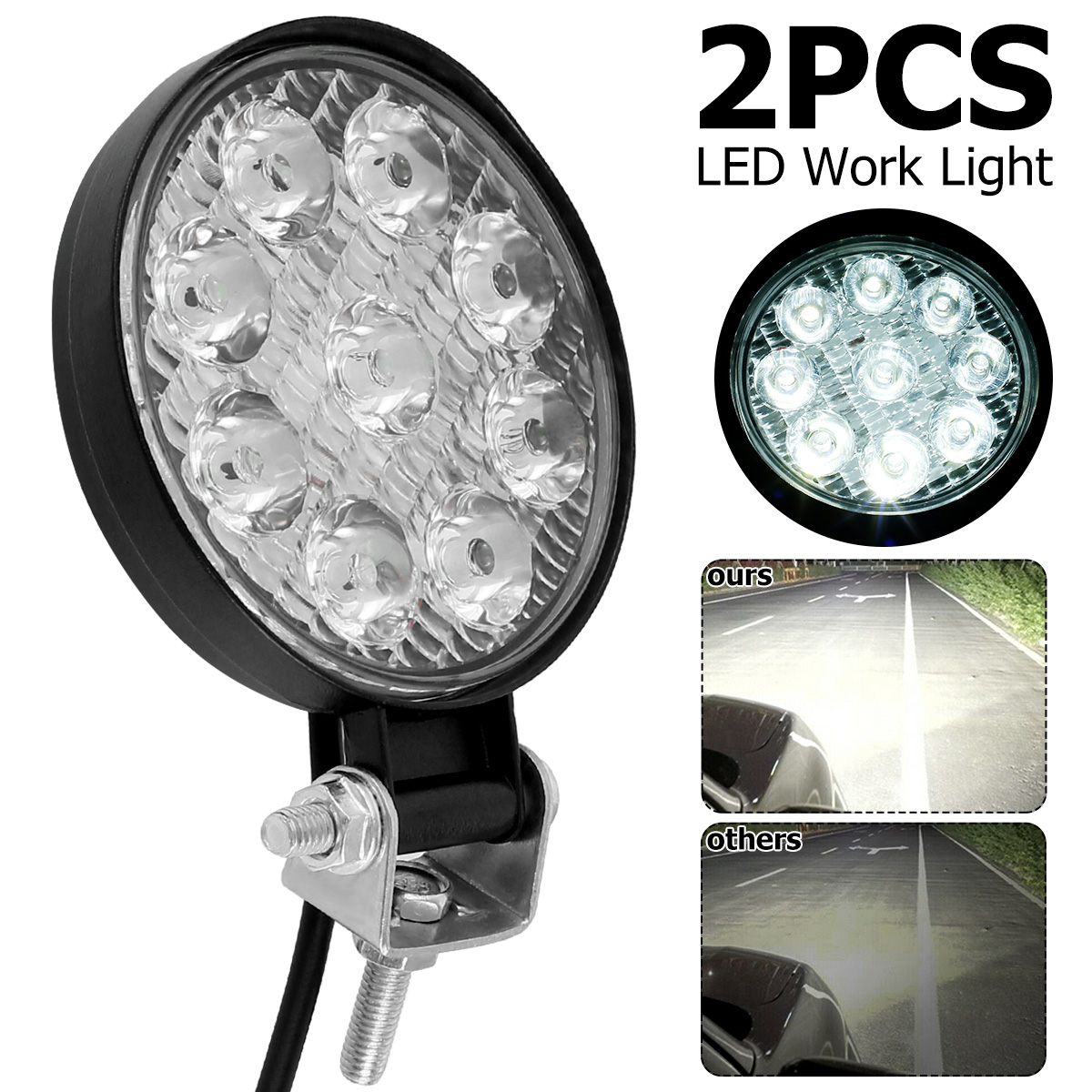 2 Stuks Led Werklamp 480W Auto Truck Led Koplamp Ronde Led Verlichting 6000K 5000lm Koplamp Voor Off-Road Auto Suv Rijlichten