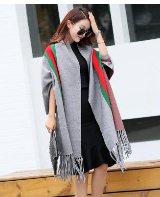 Cardigan Winter Women's Tassel Wrap Swing Cardigan Knitted Oversized Sweater Scarf Women's Sweater Blouse Plus Size: Gray