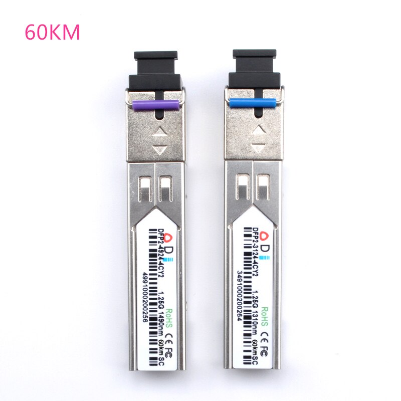 SC SFP Fiber optic module 1.25G SC 20/40/60/80/100KM 1310/1490/1550nm Single Fiber SFP Optical Module Compatible code ONU OLT