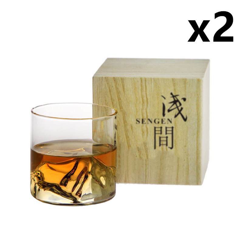 Iceberg – verre à liqueur 3D, 2 pièces, pour liqueur de montagne, verre de Vodka, coffret en bois, ensemble de verres à vin de style japonais: 2 Pieces Wood Box