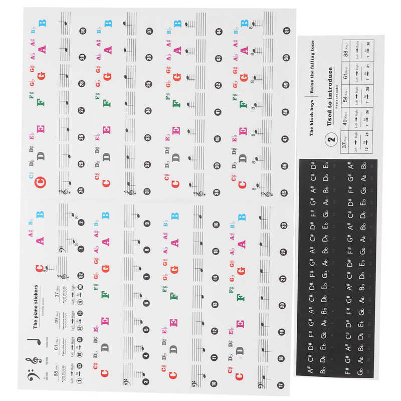 Keyboard Piano Electronic Keyboard Piano Key Sticker Electronic Organ Universal Keys Transparent Notation Paster Decoration: Color