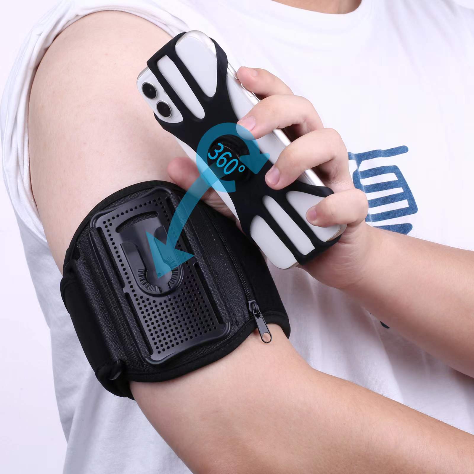 luxury sports arm strap for iPhone 13 12 11 7 8mobile phone bracket arm bag removable breathable headset storage for Samsung