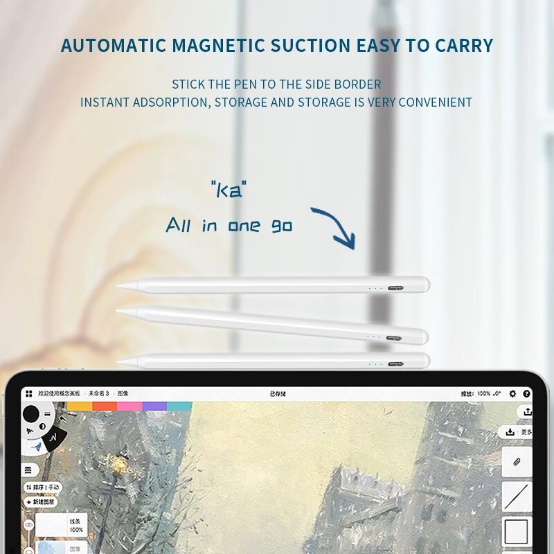 Apple Pencil iPad Tilt Pressure Sensitive Pen Magnetic Absorbing Anti-Mistaken Stylus Pen Battery Display Stylus