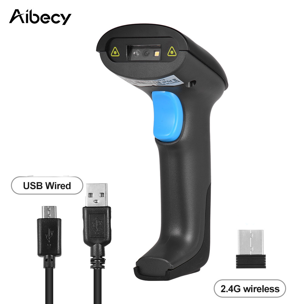 Handheld 3-in-1 Barcode Scanner BT & 2,4G kabellos & verdrahtet 1D 2D Bar Code Leser mit Empfänger USB Kabel für Handy, Mobiltelefon Zahlung: 2.4G kabellos verdrahtet