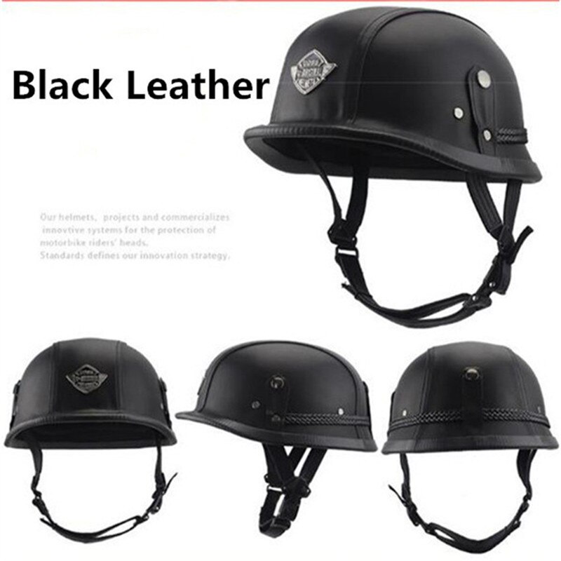Motorrad Helm Einzigartige 4 Arten M/L/XL Deutsch Stil Halbe Gesicht Helm Deutsch Leder Vintage Motorrad Helm