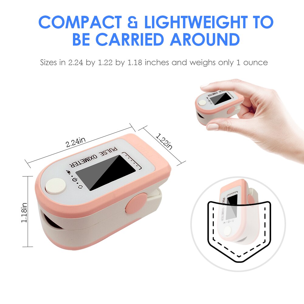 OLED Display Pulse Oximeter Portable Finger Oximeter Blood Oxygen Saturation Monitor SPO2 Pulse Rate Meter Pulsoximeter