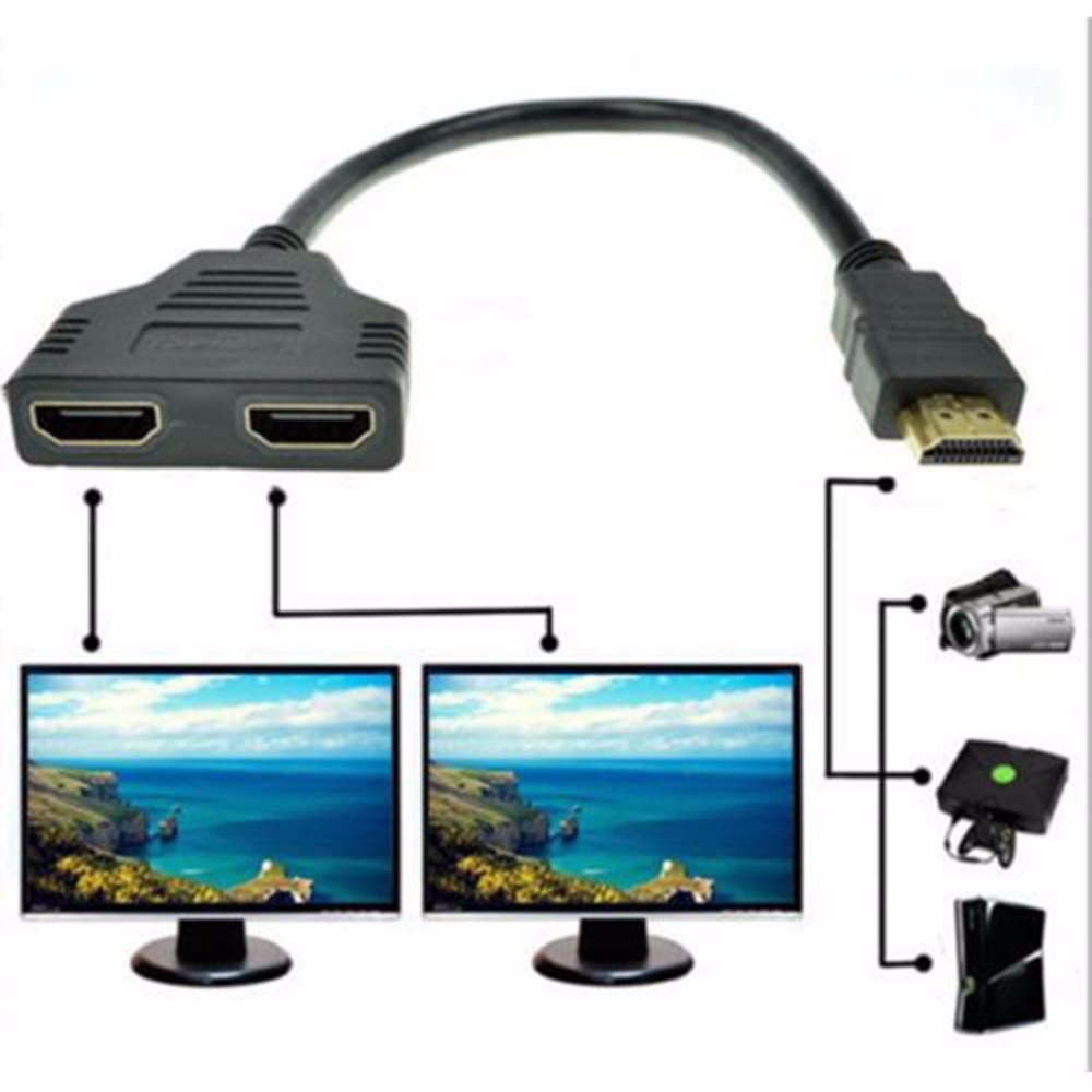 1Pc Hdmi 2 Dual Port Y Splitter 1080P Hdmi V1.4 Male Naar Dubbele Vrouwelijke Adapter Kabel 1 In 2 Out Hdmi Converter Connect Cable Koord