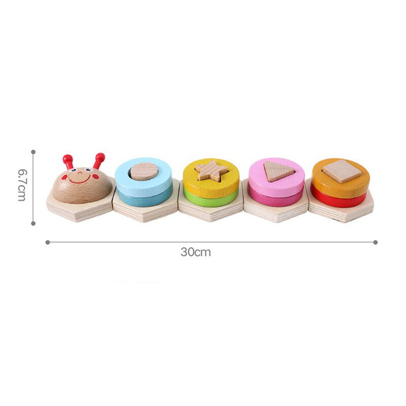 Baby Kids Regenboog Houten Blok Sets Educatief Geometrische Vorm Bijpassende Speelgoed Voor Kinderen Animal Stapelen Speelgoed Goede Verkoop: insect shape