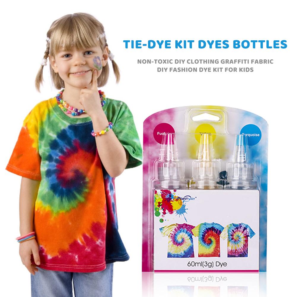 Tie-dye kit bomuld linned tøj farvestoffer giftfri diy dye kit maling farver kunst tøj til farvestoffer maling 3 farver