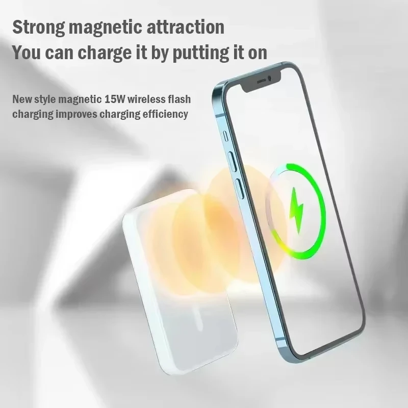 50000 mah trådlös magnetisk powerbankladdare snabbladdningsbar extern reservbatteri för apple iphone android