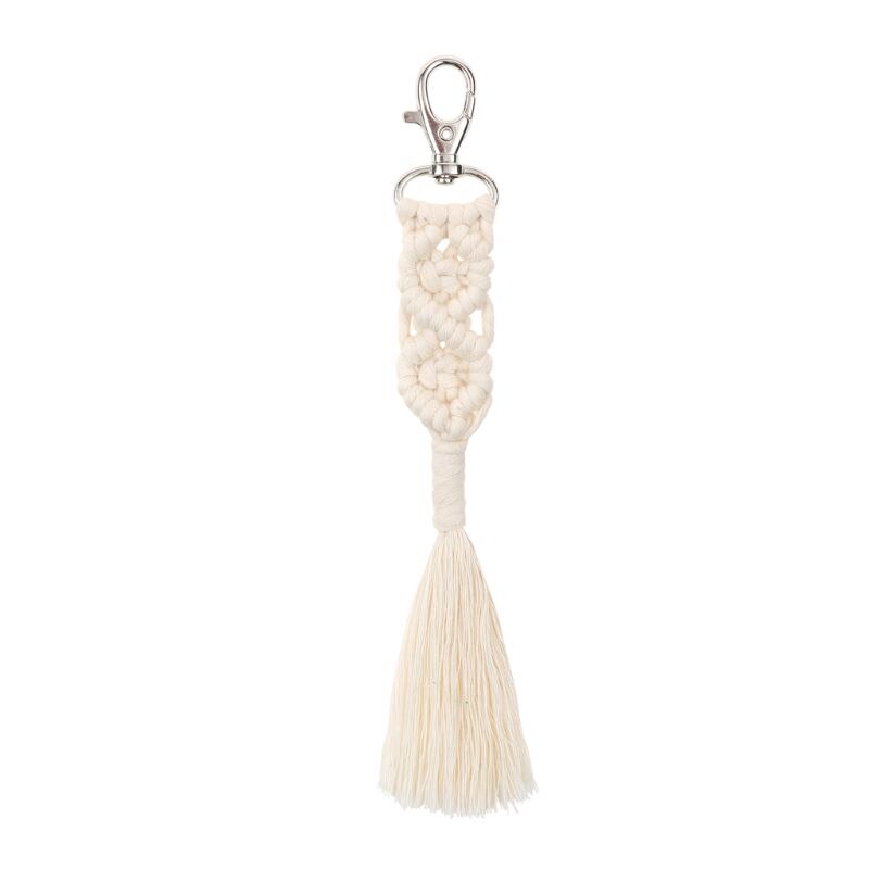 Kvast nøgleringe til kvinder børn boho nøgleholder nøglering macrame taske charme bil hængende smykker legetøj til venner: 34