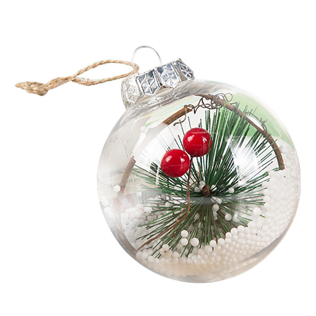 Christmas Tress Decorations DIY Hollow Ball Transparent Open Plastic Clear Bauble Ornament Xmas Box Decoration: G