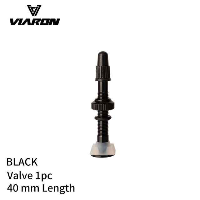 VIARON 2PCS 40/60mm Fahrrad F/V prasta Tubeless Reifen Ventil Rennrad MTB Reifen Luft ventil Legierung Ventil Kappe Für fahrrad Teile: 40mm black 1pc