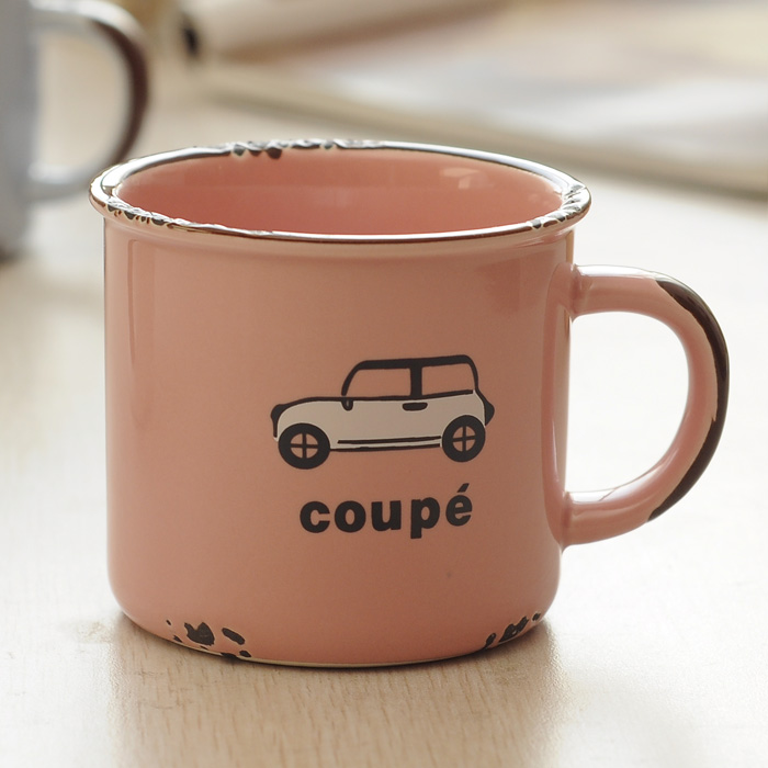 Imiterade emaljmuggar keramiska muggar söt klassisk nostalgisk älskare kaffemugg drinkware europeisk stil tekopp: Rosa