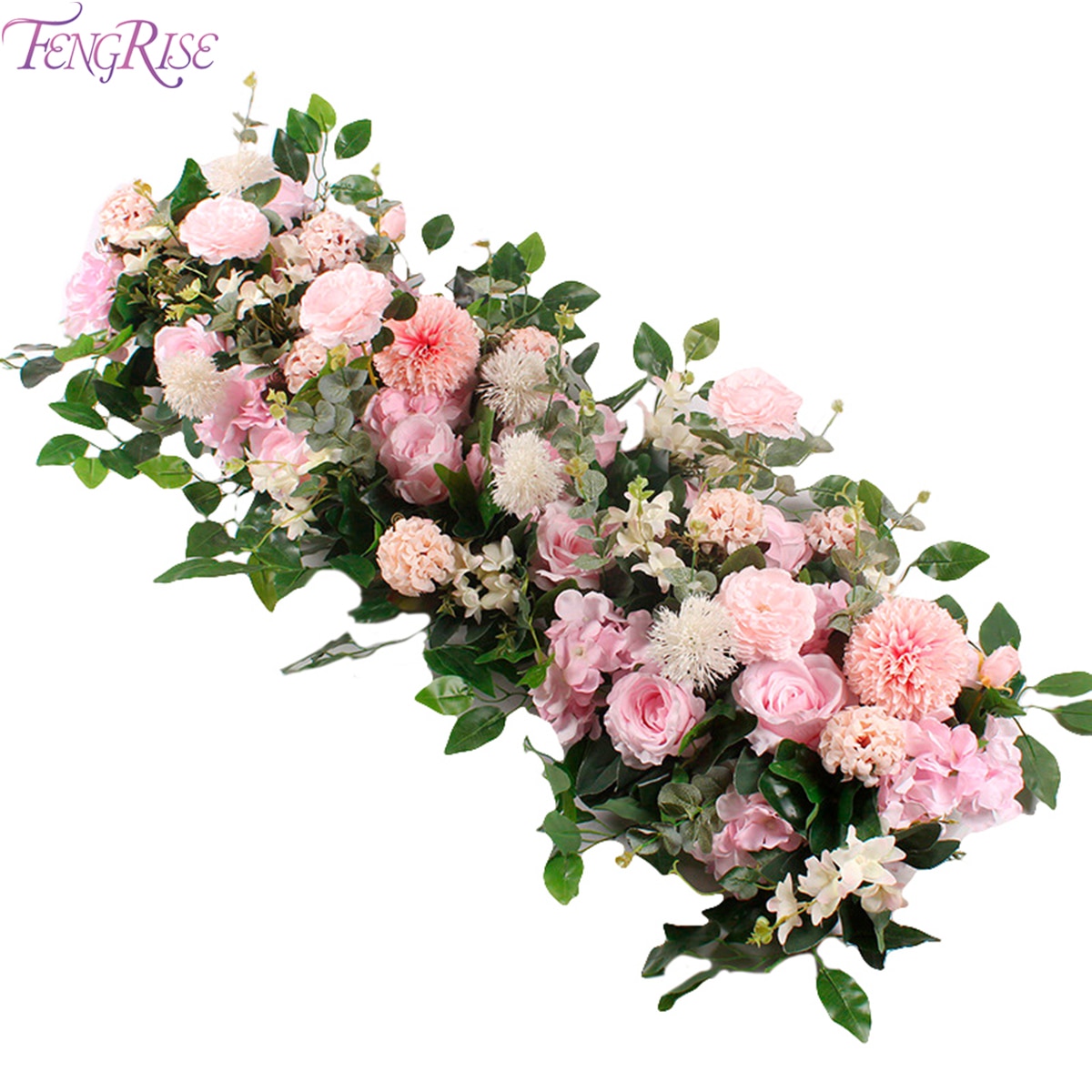 Kunstmatige Rose Bruiloft Bloemen Rose Pioen Hortensia Gebogen Deur Nep Bloem Decoratieve Rij Venster t-station bruiloft decoratie