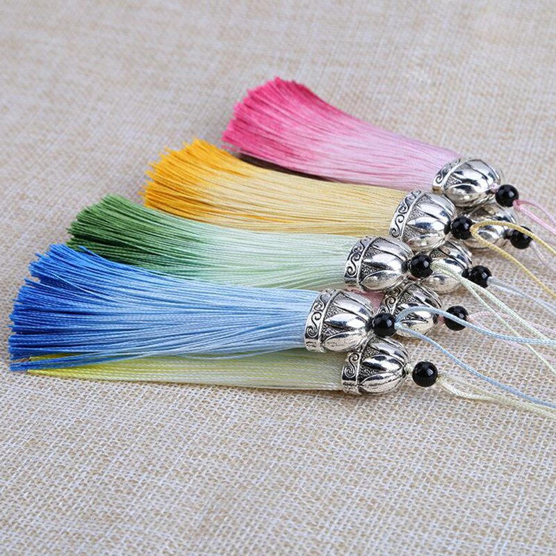 12pcs/lot 8cm Gradient color tassels silk fringe sewing bangs tassel trim decorative key tassels for curtains home decoration