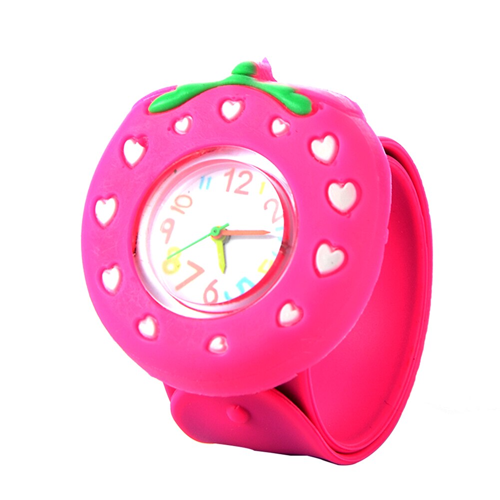 Children's Slap Watch 3D Cartoon Strawberry Quartz Wristwatch Lovely Silicone Band Kids Watch Cute Baby Clock Relogio