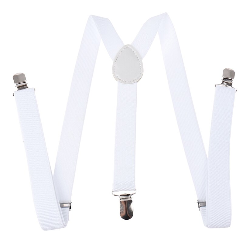 Justerbare elastiske seler til voksne unisex kvinder mænd y form elastiske clip-on seler bukser seler: Hvid