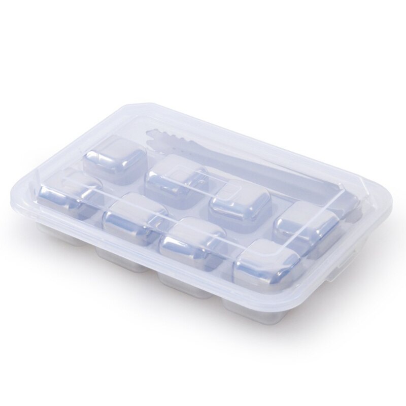 Cube à glace réutilisable pour refroidir le vin | Roches de refroidissement, glaçons en acier inoxydable, ensemble de pierres à whisky: with tong and box