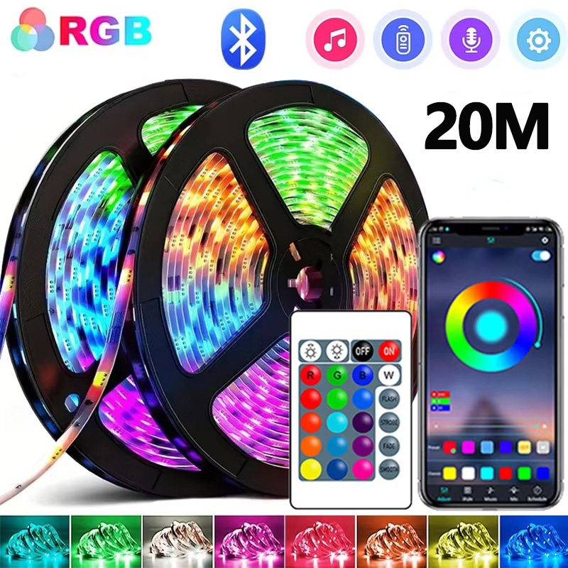 1M-30M RGB LED-striplicht Bluetooth APP Controle Kleur veranderend licht Flexibele LED-lamptape voor TV-achtergrondverlichting Kamerdecoratie: Bundle7