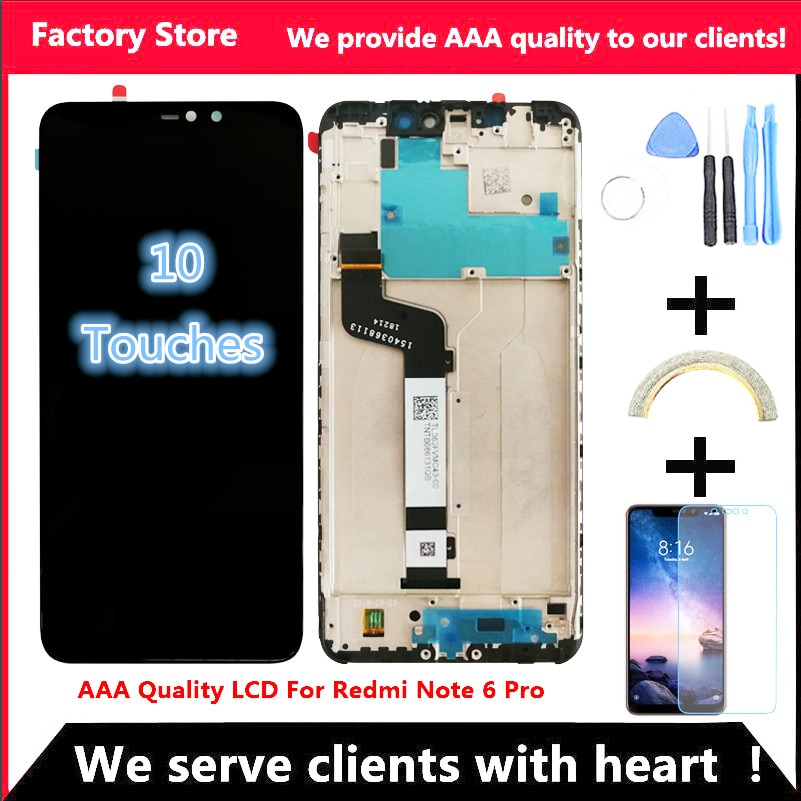 10-Touch Tested AAA LCD+Frame For Xiaomi Redmi Note 6 Pro LCD Display Screen Replacement For Redmi Note 6 Pro LCD