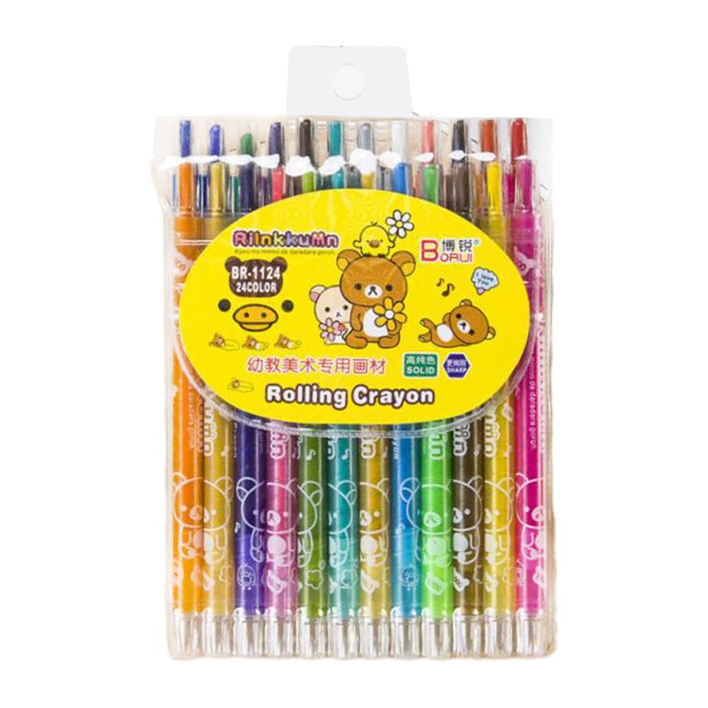 Crayon de Pastel à huile soluble dans l'eau, 12/18/24 couleurs, Crayon rotatif, peinture pour enfants, stylos Graffiti, fournitures d'art: 24 colors