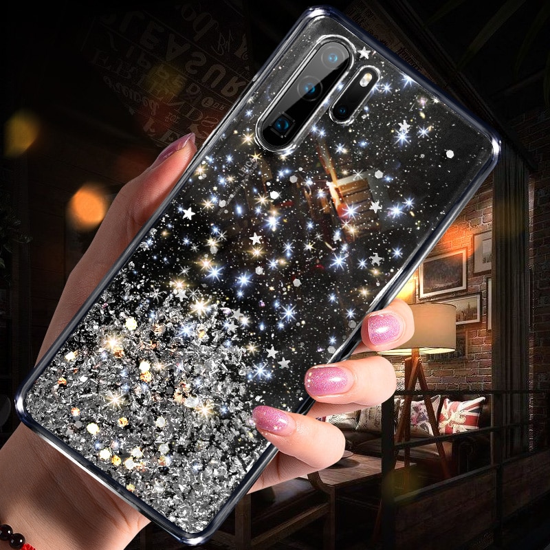 Bling Glitter Case for Huawei P20 Lite P30 Silicon Crystal Sequins Soft Cover for Huawei P30 Lite P20 Pro Transparent Phone Case