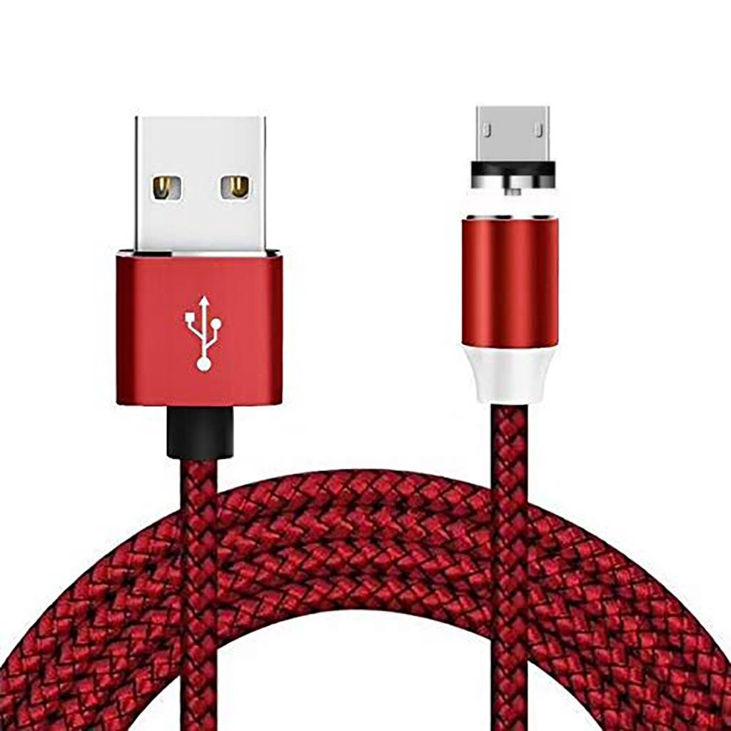 1M 2.4A Mirco USB Nylon Android Ronde Magnetische Charger Oplaadkabel Voor Samsung Voor Huawei voor xiaomi voor tablet voor mp3/mp4: Red  /  Mirco USB