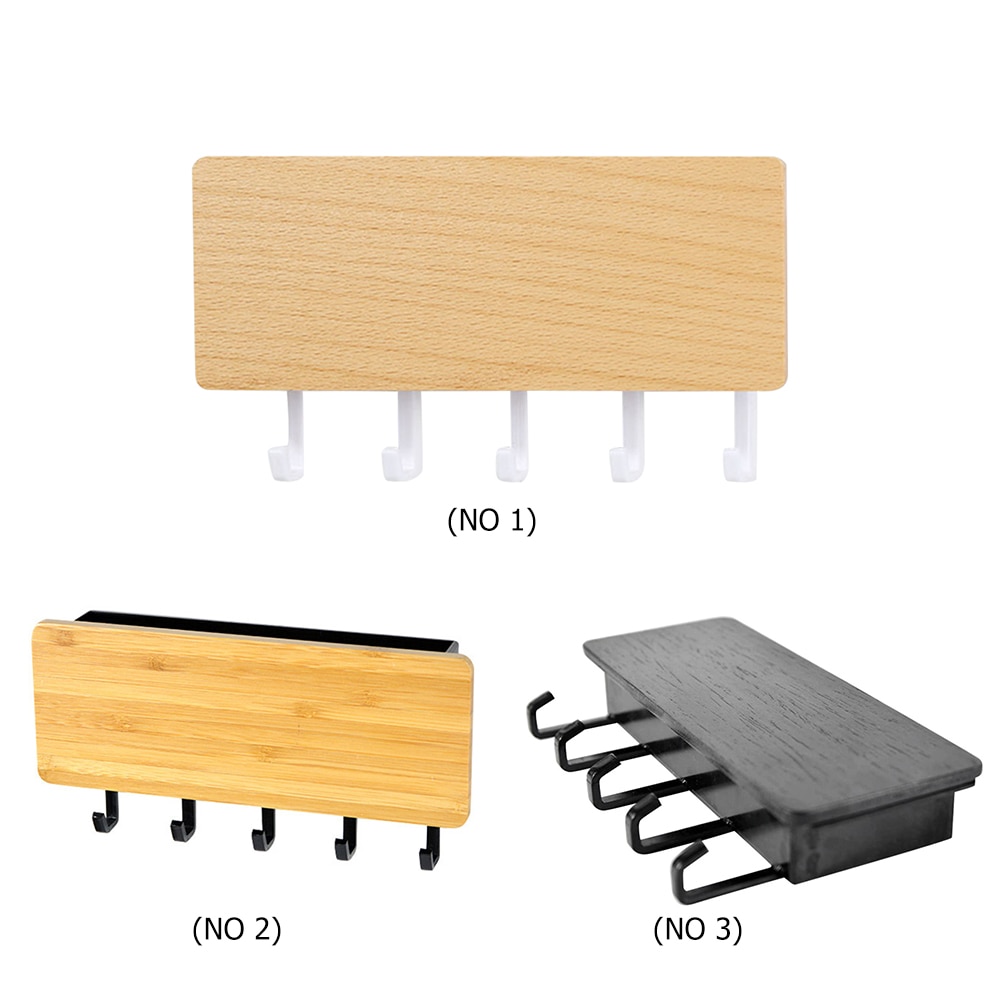 Colgador de llaves decorativo Simple pequeño gancho de pared ahorro de espacio fácil de instalar estante de almacenamiento trasero de puerta de madera