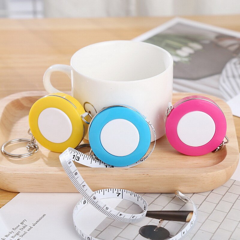42mm portátil Color caramelo llavero cinta métrica 1,5 metros de longitud ropa tamaño cinta métrica pequeña cinta métrica