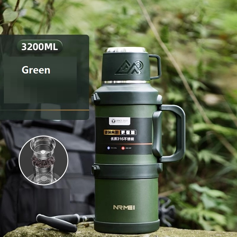 Stainless Steel Insulated Water Bottle with Handle Outdoor Portable Large Capacity Thermos Bottle,Keep and Cold for 72H: Blue