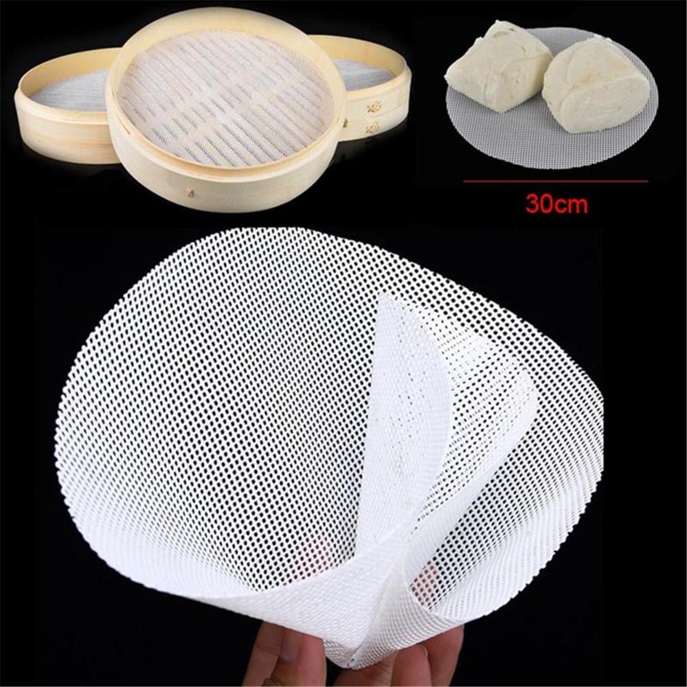 1Pcs Non-stick Wit Siliconen Stoomboot Dim Sum Papier Restaurant Keuken Onder Steamers Mat Keuken Koken Gereedschap Accessoires: 25CM Dia