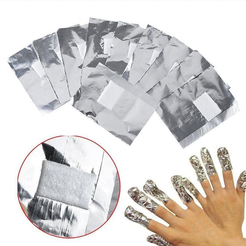 100Pcs Met 50 Stuks Aluminium Remover Foil Wraps Met Aceton Nail Art Losweken Acryl Gel Nagellak Verwijderen wraps Cleaner