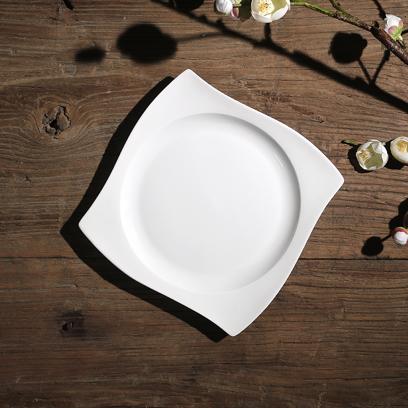 European-style pure white bone china bowl and plate set special-shaped western plate salad bowl hotel set ceramic tableware