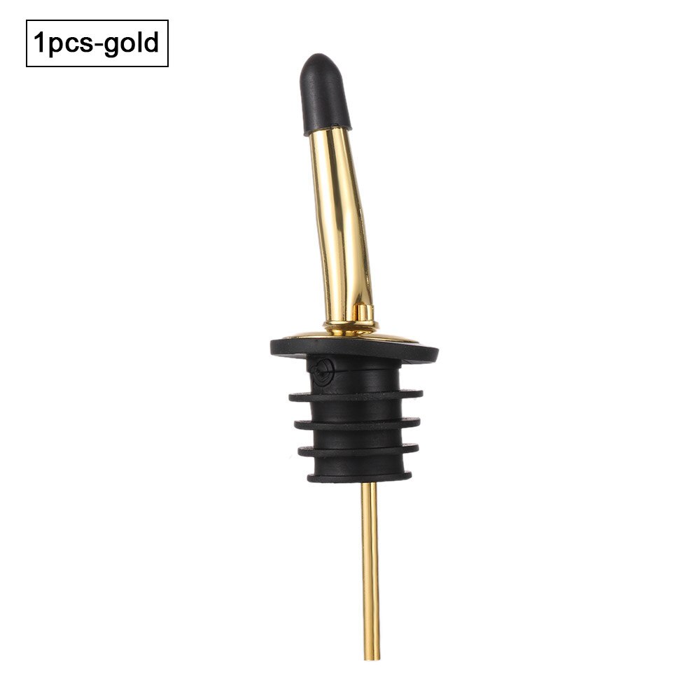 Bouchon de bouteille en bois/métal, 1 à 3 pièces, verseur de vin rouge, bec distributeur d'huile d'olive, bouchon de bouteille, outil de cuisine, accessoires de Bar: C-1pc-gold