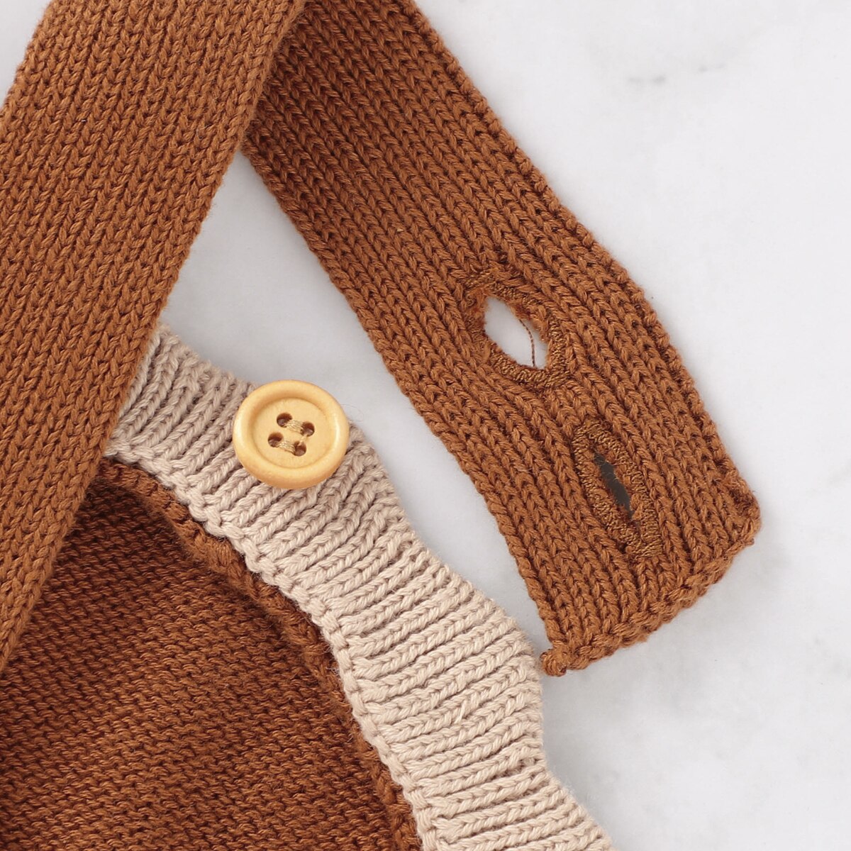 Novo bonito aconchegante respirável outono wunter bebê macacão moda sem mangas de malha macacão bodysuit meninas marrom escuro roupas