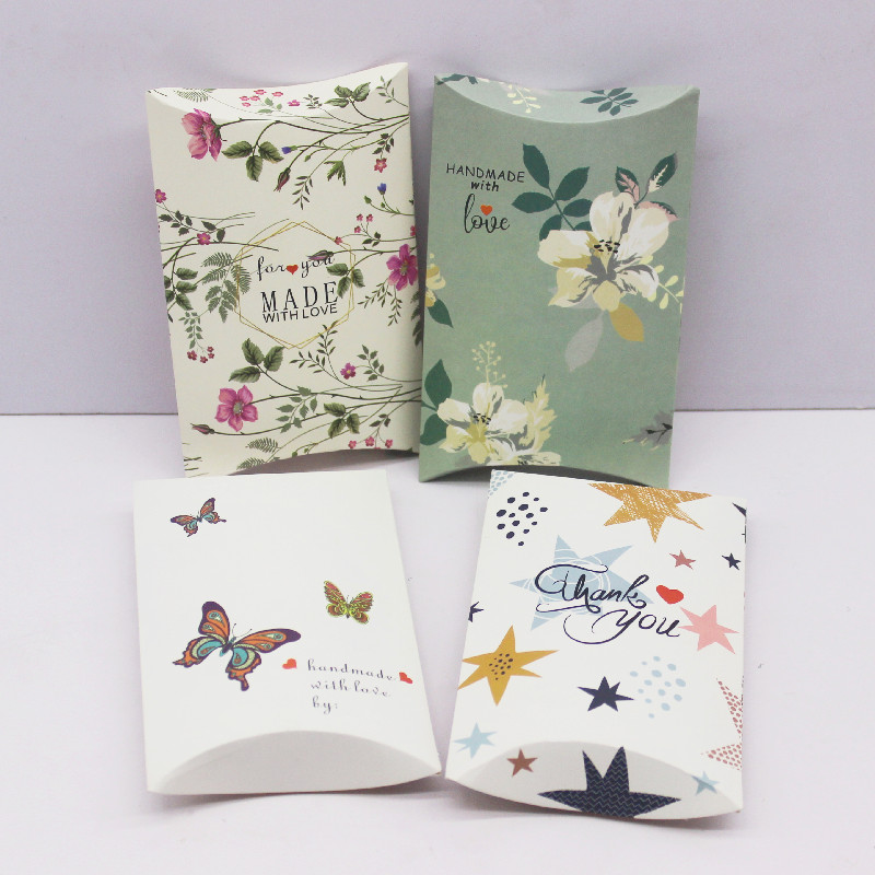 10 bolsas de nuevas de 12,5x8x2cm, cajas de almohada, embalaje de papel a juego para fiestas, bolsas de joyería