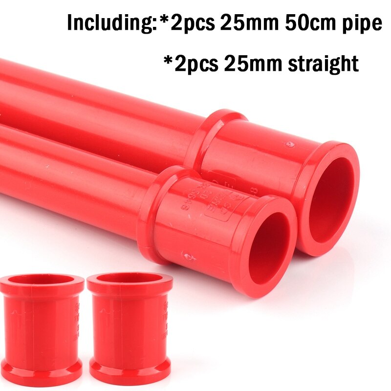 50cm Long Outer Dia 20~50mm Home Garden Irrigation System UPVC Tube Aquarium Tank Fittings Water Supply Connectors Red PVC Pipes: 2set 25mm