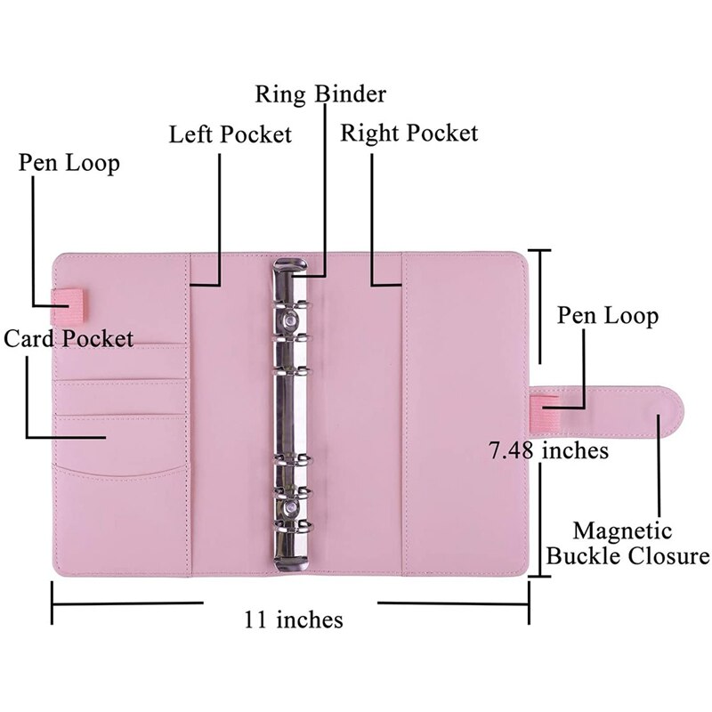 A6 Pu Bindmiddel Mouw Met 12 Pcs A6 Bindmiddel Tas 6 Gesp Cash Budget