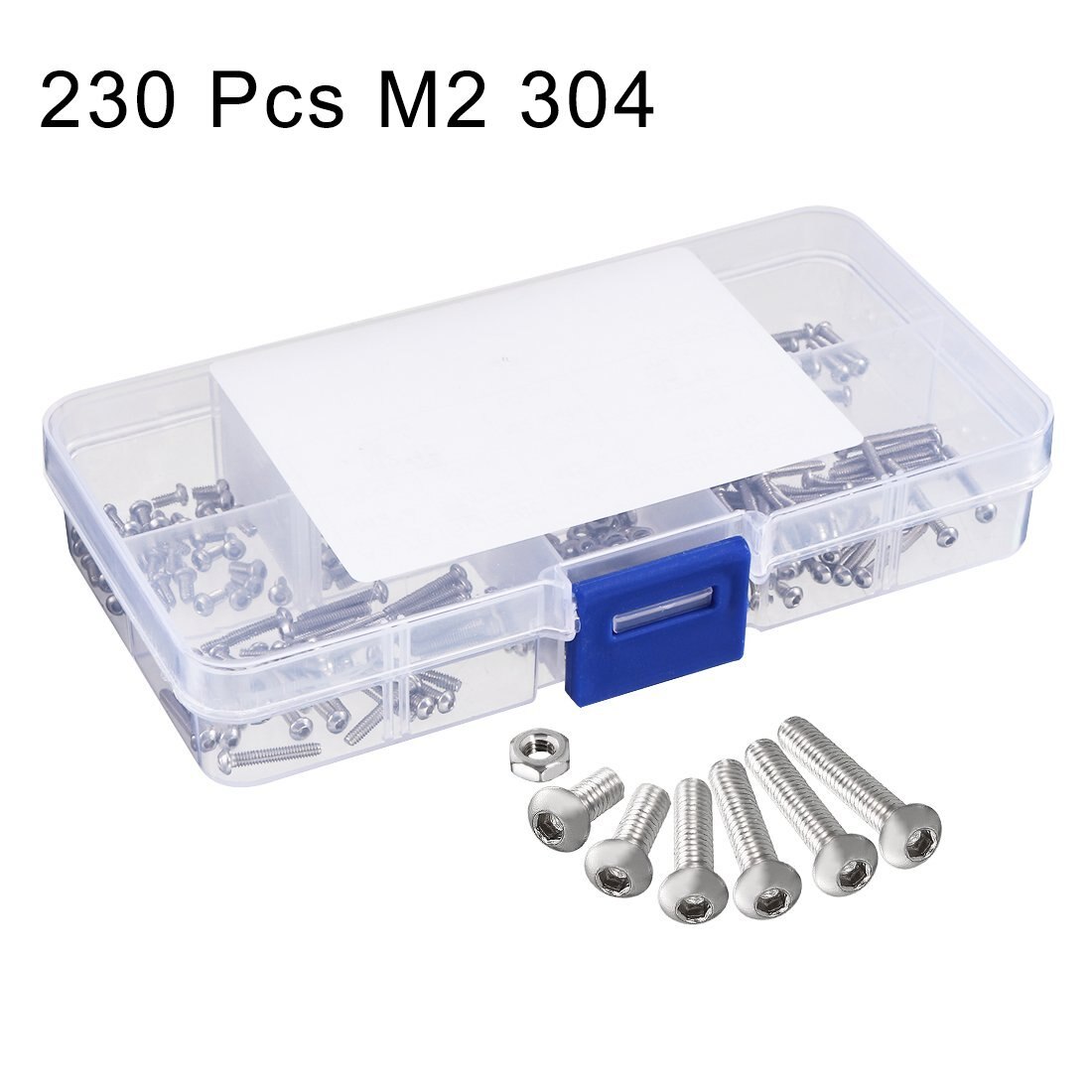 Kit de boulons à tête hexagonale en acier inoxydable, 230 pièces, M2 304