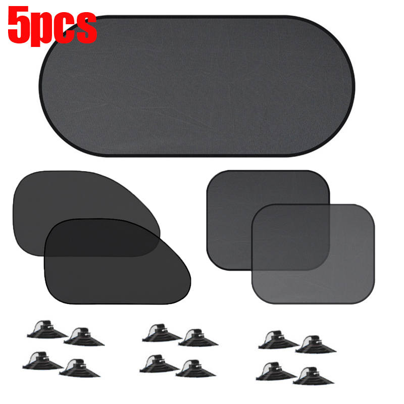 1/5 Stuks Auto Raam Zonnescherm Cover Zon Uv Bescherming Auto Voor Achter Zwart Gordijn Zijde Glas Mesh Zonneschermen Accessoires: MULTI