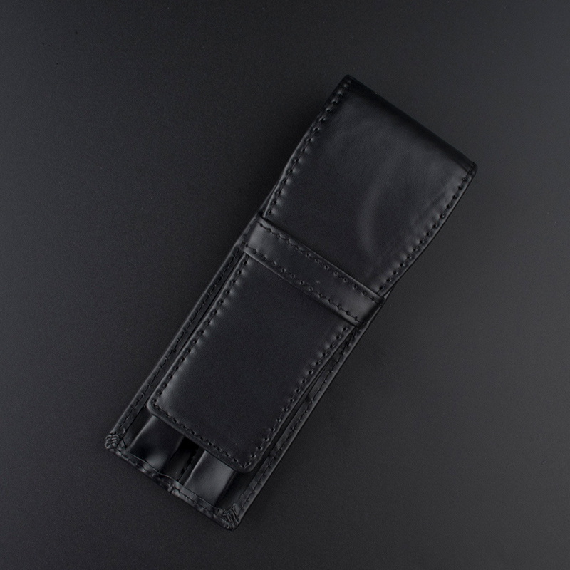 Luxe Zwart Lederen Pen Tas Houder Etui Kantoor Schoolbenodigdheden Double Pouch voor Fontein Leider Creatieve: X