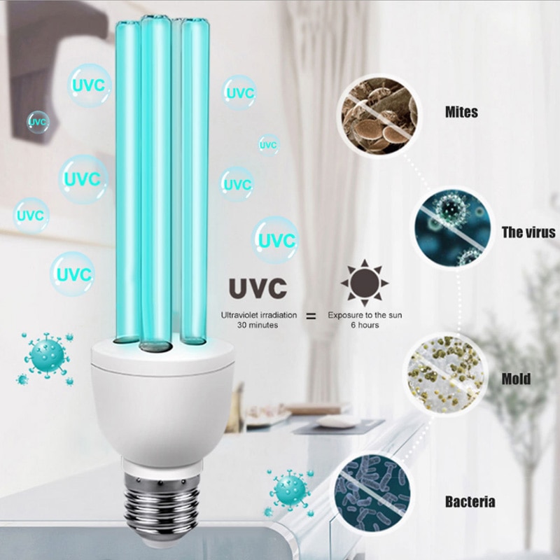 Uvc-desinfectielamp  e27 110v 220v sterilisator thuis schone lucht doden bacteriedodende ultraviolet draagbare kwartslamp