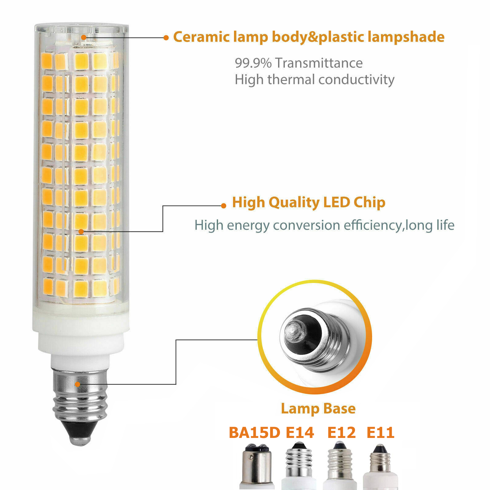 Luces LED regulables BA15D E11 E12 E14, minibombillas de maíz de cerámica de 136 LED, 15W, reemplaza las lámparas halógenas de 150W, 220V, para candelabro doméstico
