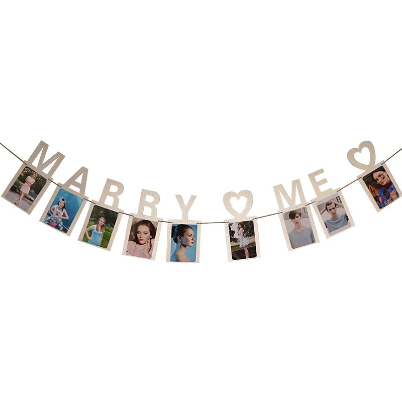 Just Married Wedding Banner Bride To Be Paper Banner Bridal Shower Marry Me Photo Props Rustic Garland Engaged Party Table Decor: G05