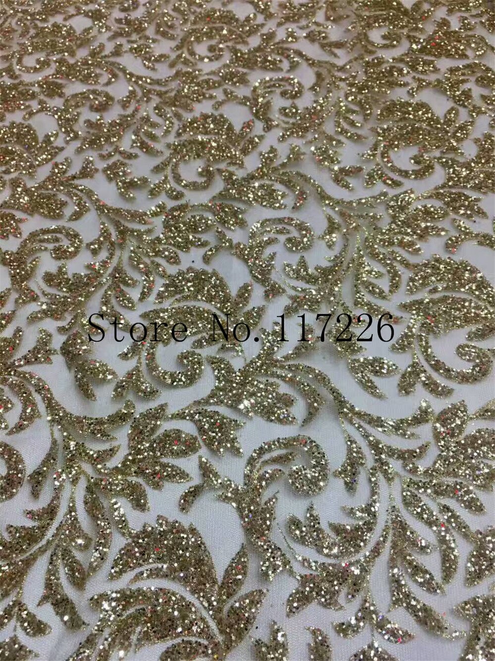 JRB-78121 Gold color glitter mesh african indian lace fabric for party wedding /evening dress