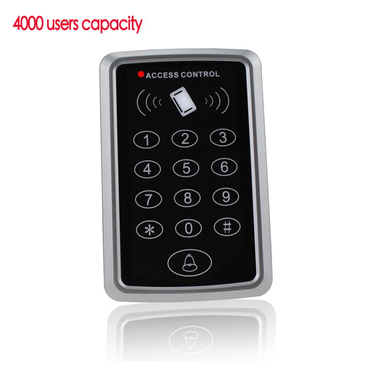 RFID Controller Standalone Access Control Keypad with 10 EM4100/4200 keychains 125KHz Card Reader For Door Access Control System: 4000 users keypad